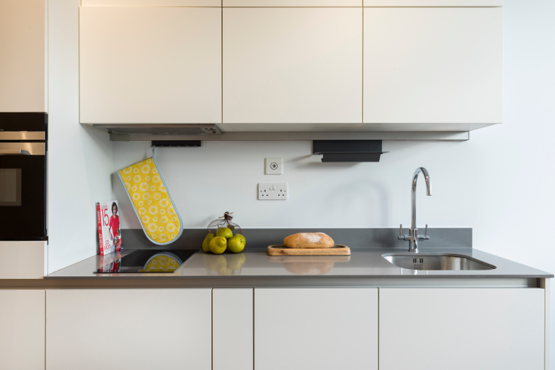 Cheviot House, Whitechapel, London E1, interior, modern kitchen, studio living