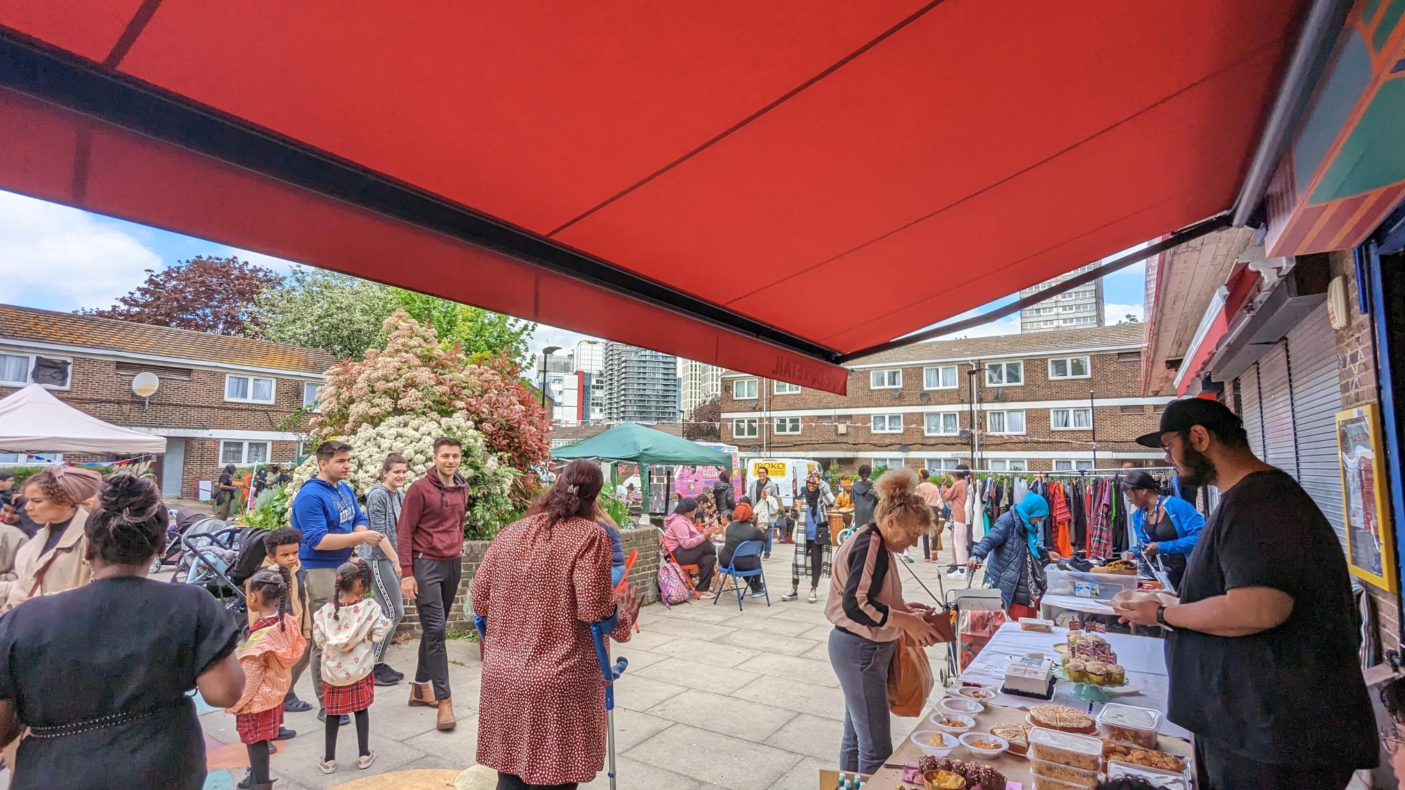 Community wealth building at The Carpenters Estate, Carpenters Market, Stratford, Newham. 