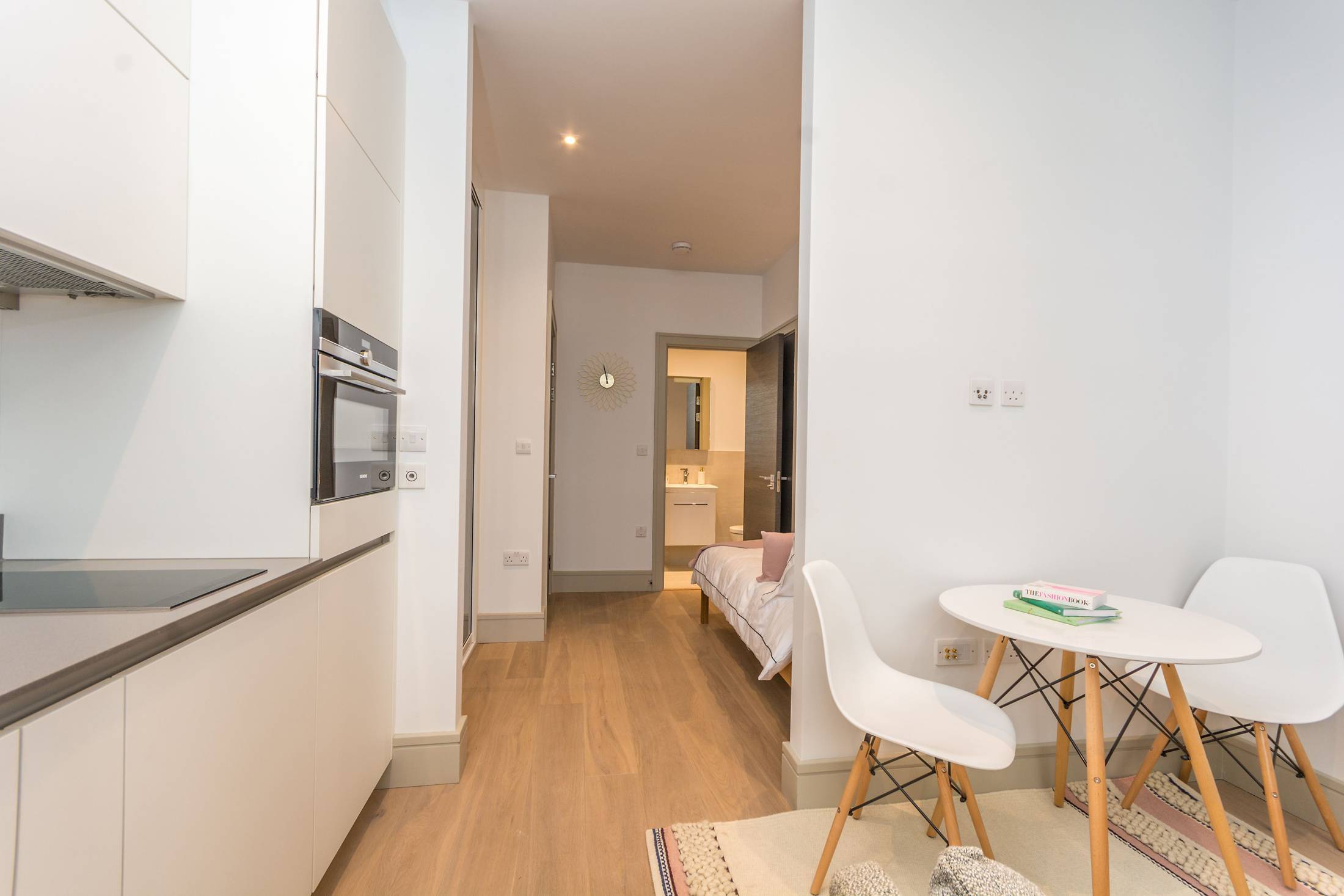 Cheviot House, Whitechapel, London E1, interior, kitchen/dining, studio living